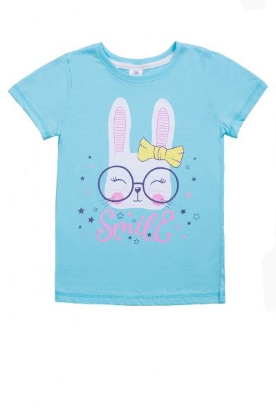 Футболка для дівчаток Luna Kids з принтом Smile р.128 аквамарин 