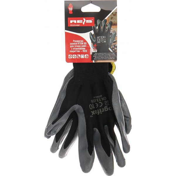 Перчатки Reis для точных работ с покрытием нитрил XL (10) RTENI BS 10