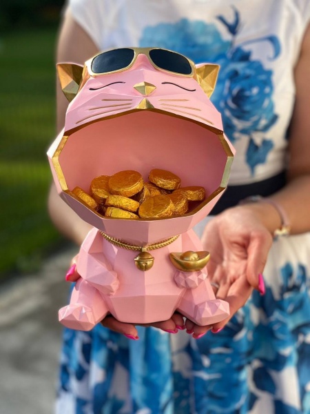 Статуетка-підставка Кіт-агент рожевий 26x18 см