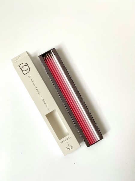 Свічки для торта BB CANDLES мікс червоно-рожевий 25 см 12 шт.