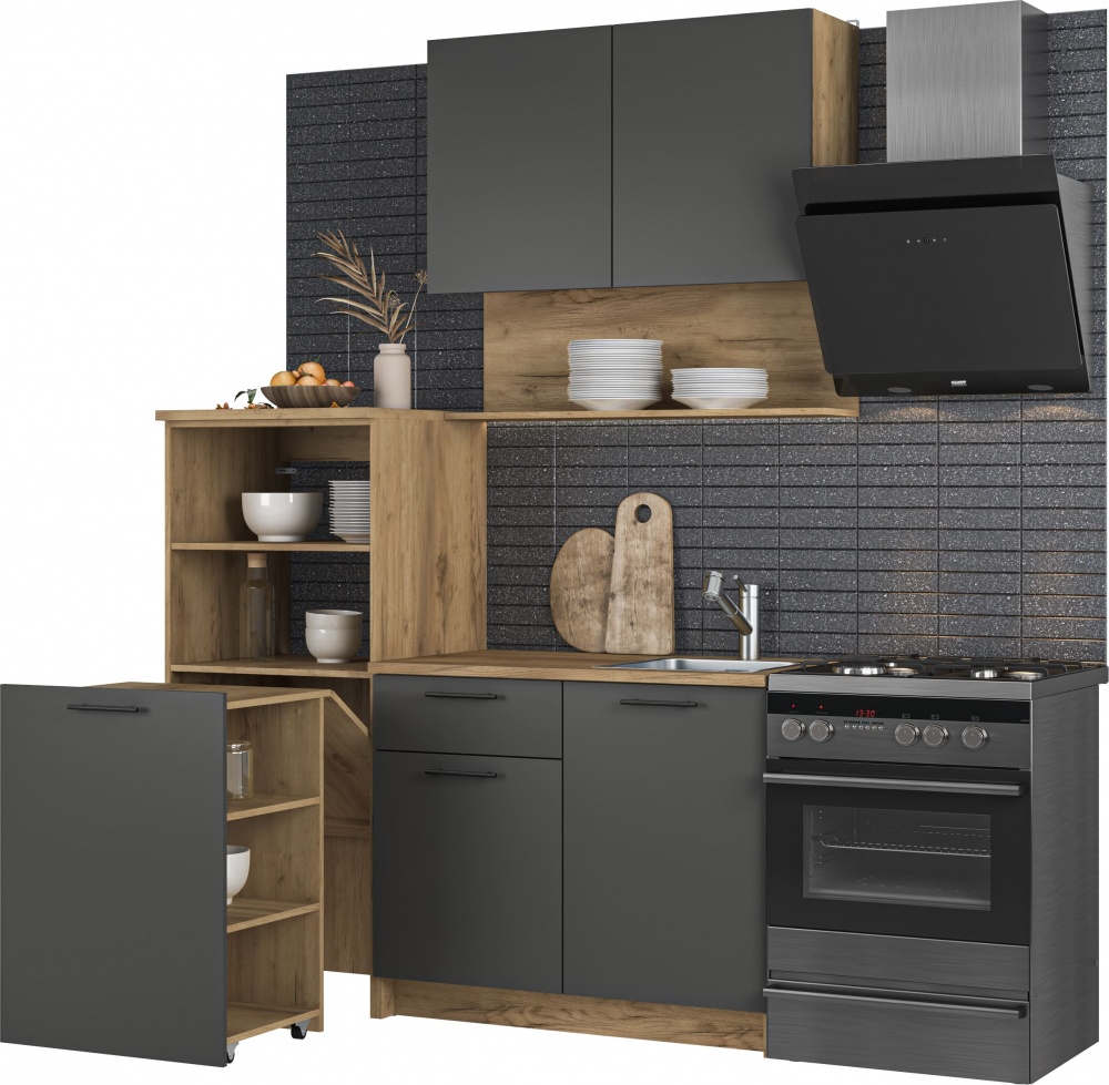 Кухня Грейд Wendy ДСП 1,6мграфит серый/дуб крафт золотой