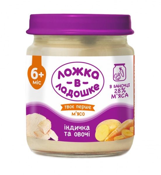 Пюре Ложка в ладошке из мяса индейки с овощами, 100 г 