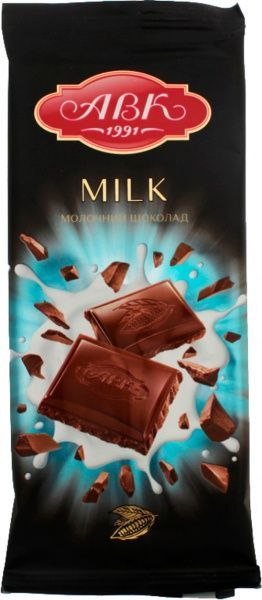 Шоколад АВК молочний 90 г (плитка) 