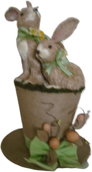 Декорація великодня Пара зайців на чашці F4A1087