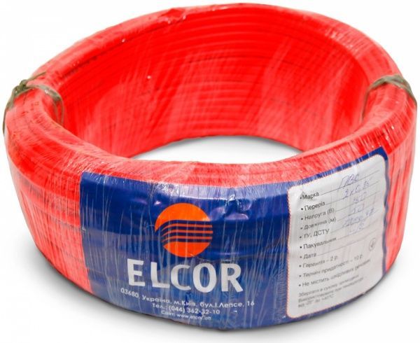 Кабель силовой многожильный Элкор ПВС 2х0,75 медь красный