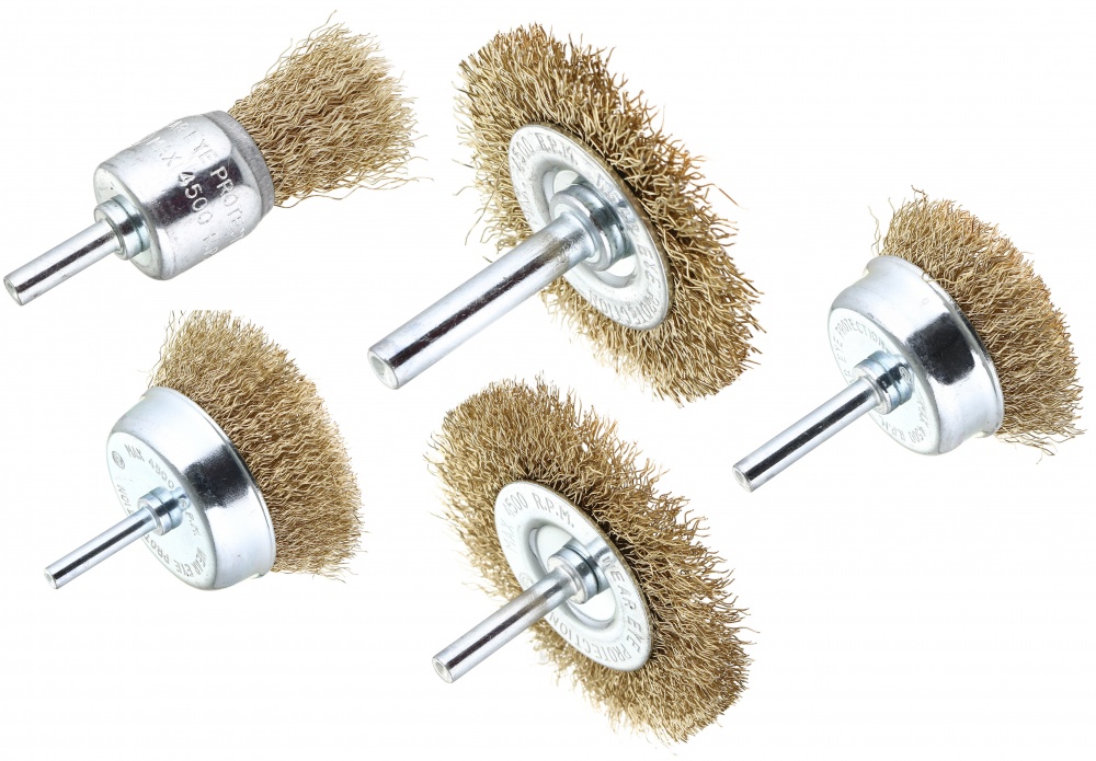 Набор щеток 5 шт. из рифленой проволоки со стержнем 1/4 Compass