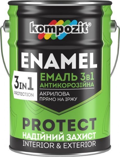 Емаль Kompozit антикорозійна 3 в 1 білий шовковистий мат 10кг