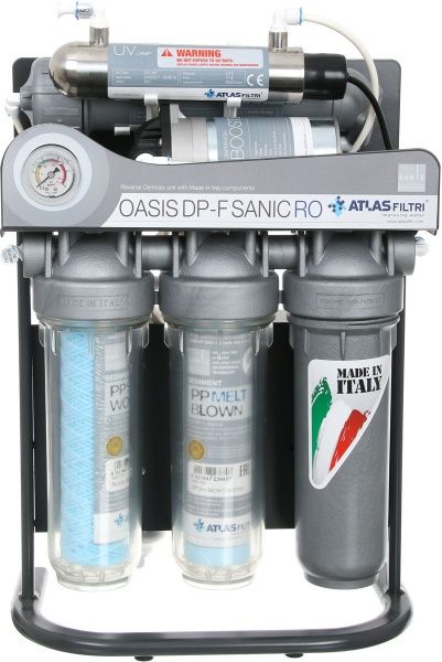 Система зворотного осмосу Atlas Filtri Oasis Dp-F Sanic Pump-UV з насосом, мінералізатором, каркасом та УФ-лампою
