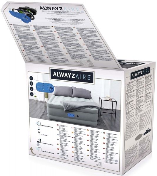 Матрас надувной Bestway Queen со встроенным двойным электронасосом 203х152 см серый