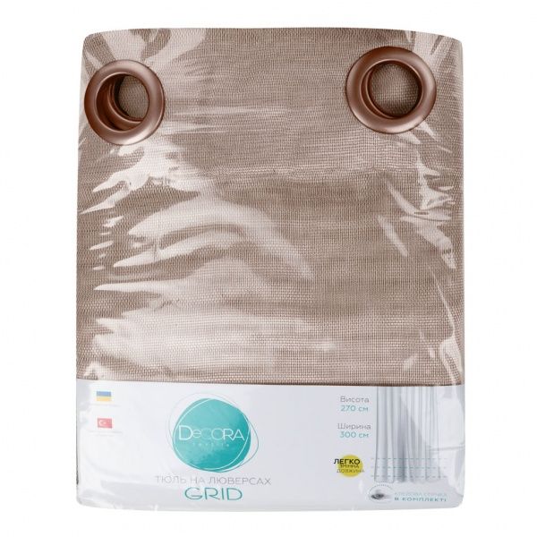 Тюль Grid 300х278 см рожевий Decora textile