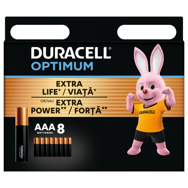Батарейка Duracell LR03 KPD 08х10 Optimum AAA (мизинчиковые) 8 шт.
