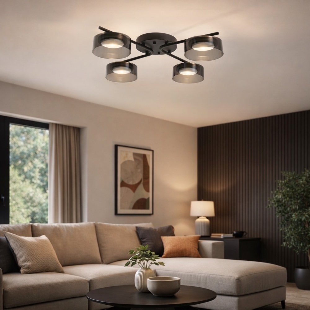 Люстра потолочная LIGHT SET DUSHA MS228 4x12 Вт GX53 черный/дымчатый