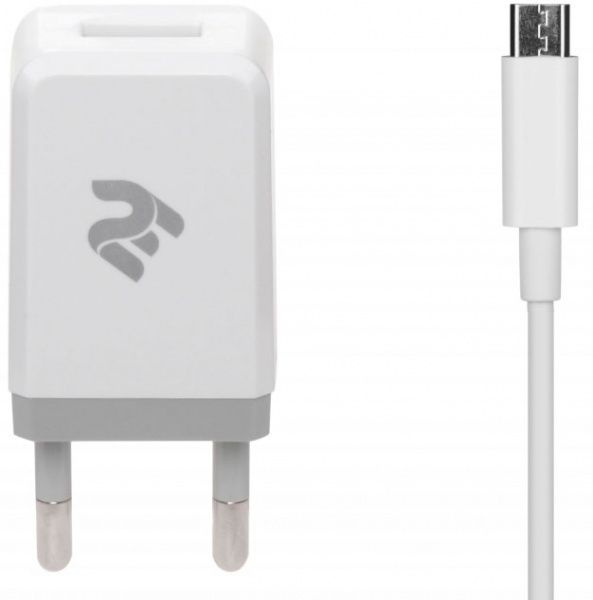 Сетевое зарядное устройство 2E USB:DC5V/2.1A +кабель MicroUSB 2.4A, white 