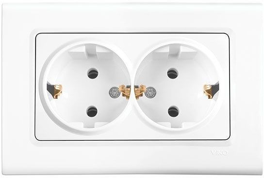 Розетка подвійна із заземленням Viko Linnera без шторок без кришки білий 90400056