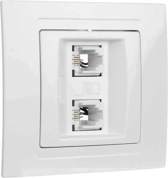 Розетка телефонная двойная Gunsan Moderna белый MD 29 11 121