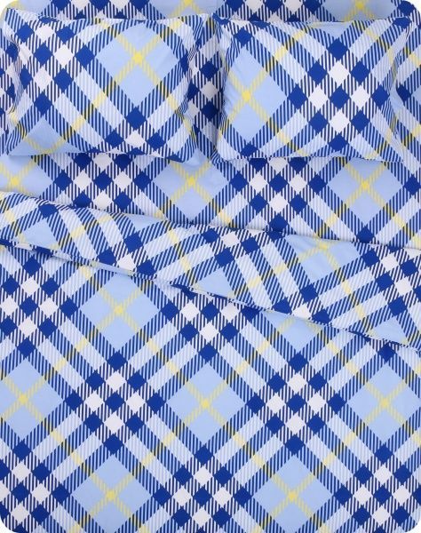 Комплект постільної білизни Клітинка 1,5 блакитний Rigel 