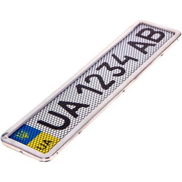 Рамка під номерний знак металізована Vitol РНС-55055 з сіткою