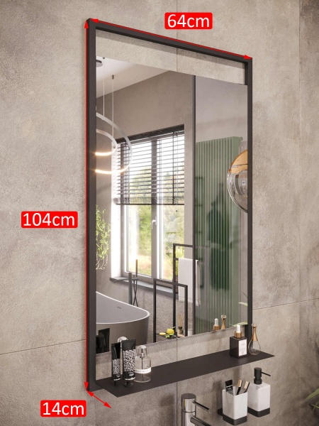 Дзеркало з поличкою Altstahl ICON 60х100x14 см чорне 