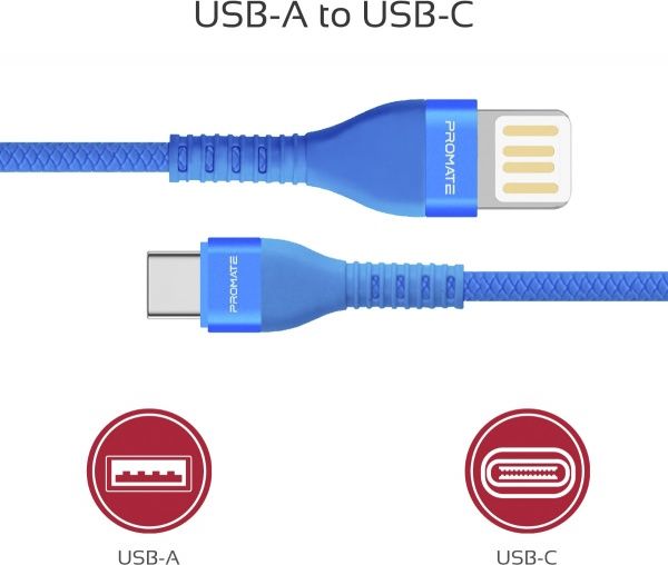 Кабель Promate Vigoray-C USB - USB Type-C 1,2 м синий (vigoray-c.blue) 