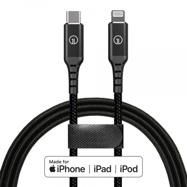 Кабель OneLounge 1Power MFi USB-C to Lightning 1,2 м black (14046) 