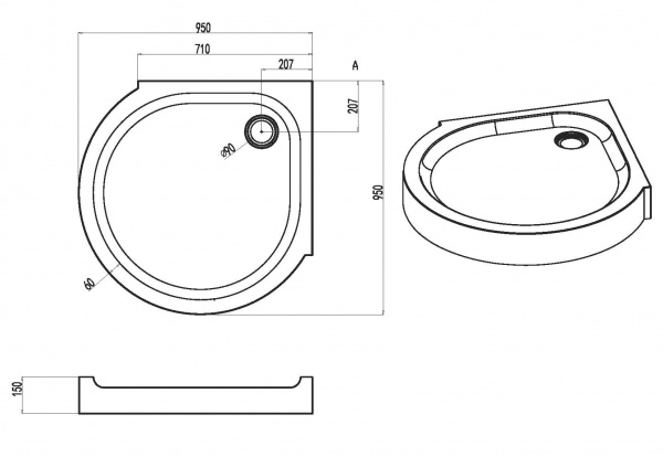 Поддон акриловый AM.PM Like 95x95 см (W83UT-333-095W)