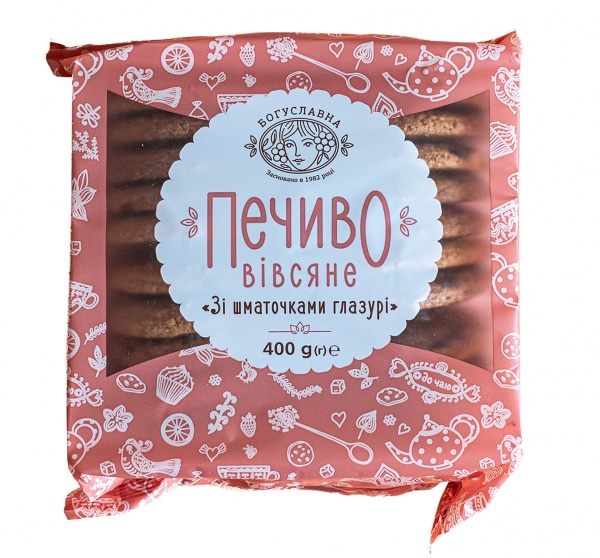 Печенье овсяное БОГУСЛАВНА с кусочками глазури 400 г 