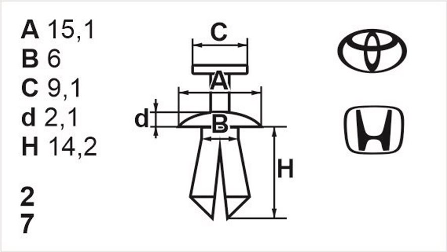 Клипса с резьбовым штырьком универсальная Romix (B22091)