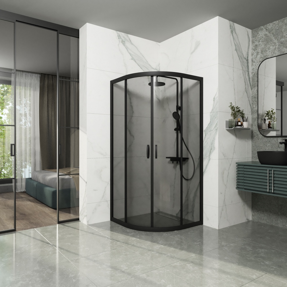 Душевая кабина Koller Pool RNP90BGR ROUND PRO Black matt 900x900x1950 мм