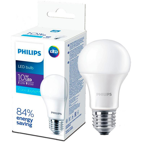 Лампа светодиодная Philips EcoHome 10 Вт A60 матовая E27 220 В 6500 К 