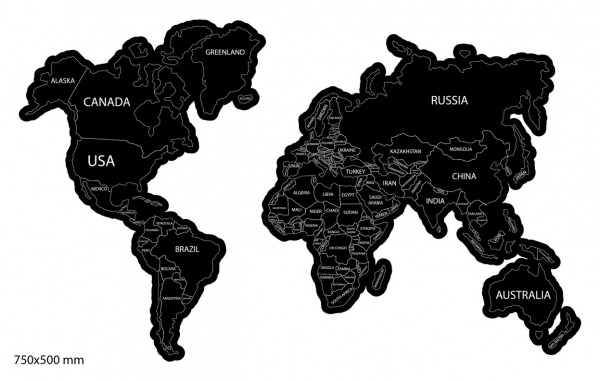 Картина Карта мира чёрная 50x70 см Posterclub 