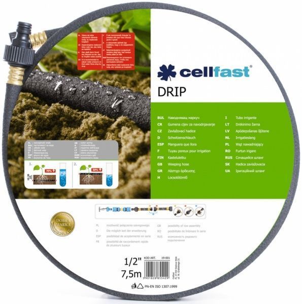 Сочащийся шланг Cellfast Drip 1/2'' 7,5 м (19-001)