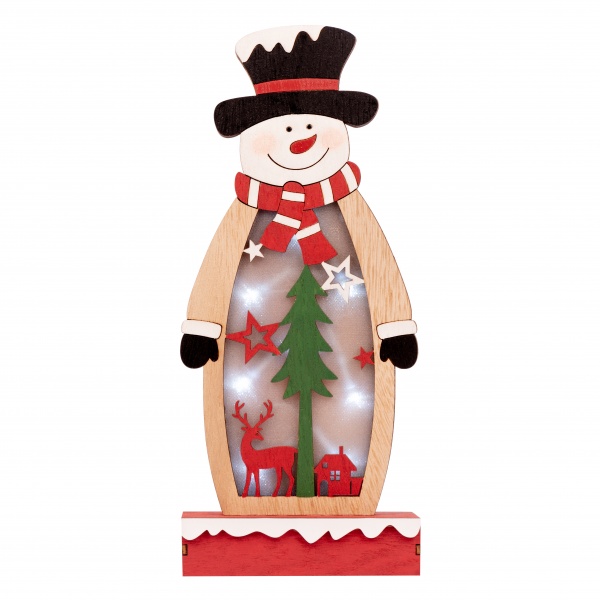 Декоративная новогодняя фигура Novogod'ko Снеговик светодиодная (LED) 28 см 