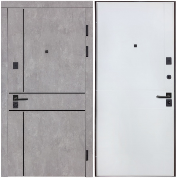 Дверь входная Булат К-8 (квадро) 540/249 wavestone grey / белый супермат 2050x950 мм правая