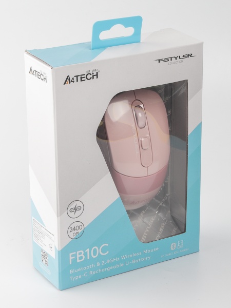 Мишка A4Tech беспроводная бесшумная Fstyler pink (FB10C (Pink)) 