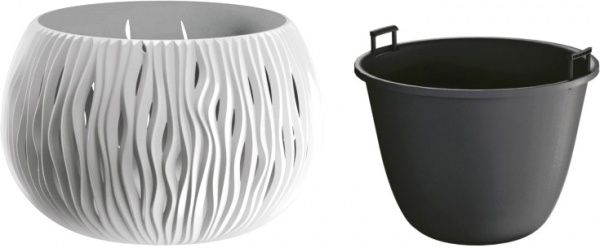 Горщик пластиковий Prosperplast Sandy Bowl 2 в 1 круглий 3,9л білий (23063-449) 