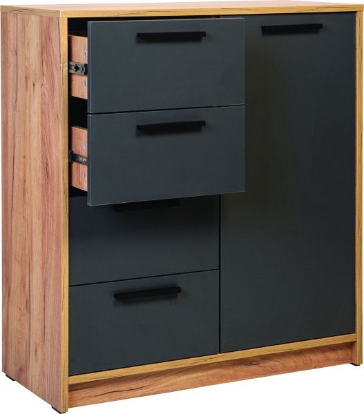 Комод Nowy Styl COTTA 4Ш1Д 790х883х354 дуб золотой/антрацит 