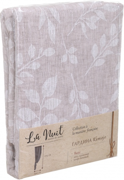 Гардина Ramojo бежевый 290х275 см La Nuit