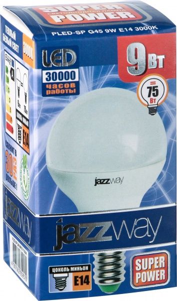 Лампа светодиодная Jazzway PLED-SP 9 Вт G45 матовая E14 220 В 3000 К 2859570 