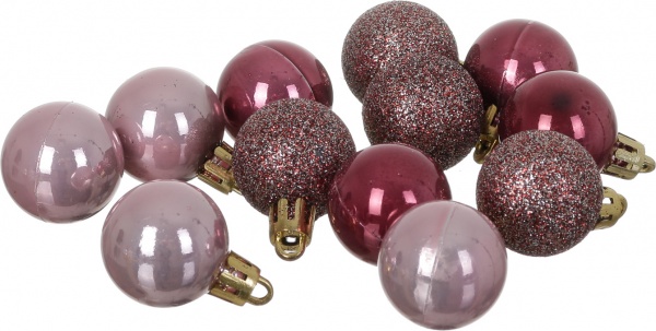Набор елочных шаров розовых d30 мм 12 шт./уп. 