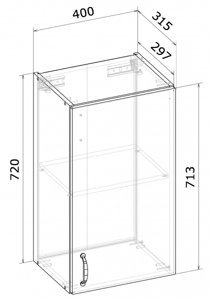 Шкаф верхний МС Мэри В 40х72х31,5 см дуб платиновый/белый Грейд