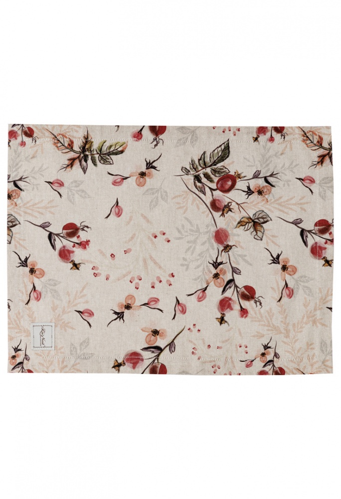 Серветки столові La Nuit Шипшина 45x35 см бежевий/бежевий із малюнком