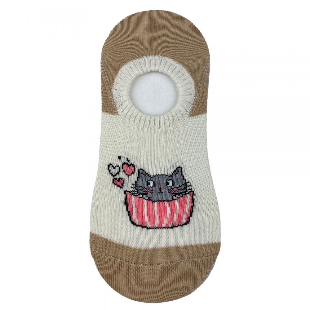 Носки женские Premier Socks Котик в чашке р.23-25 бежевый с белым