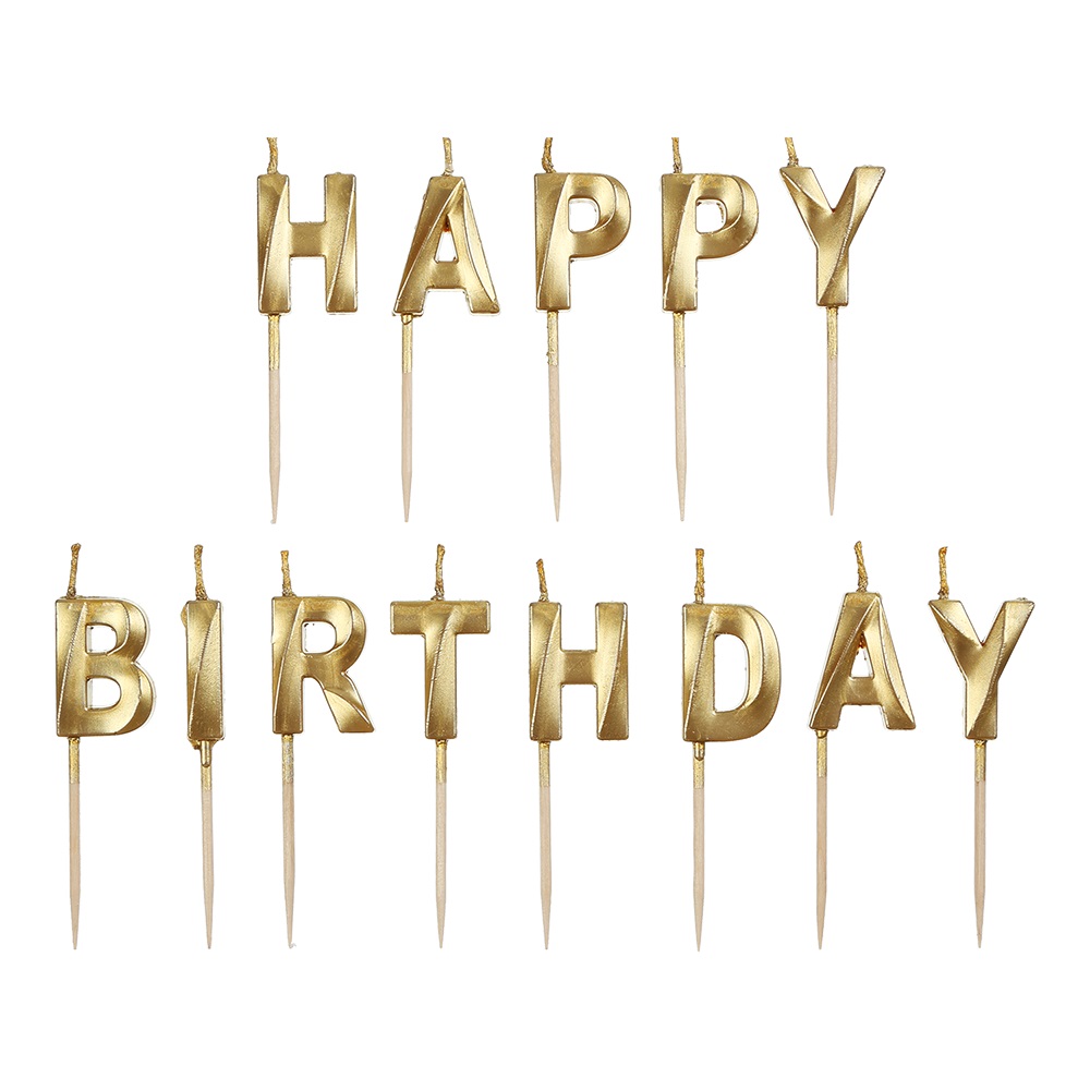 Набор свечей Happy birthday золотой 13 шт.