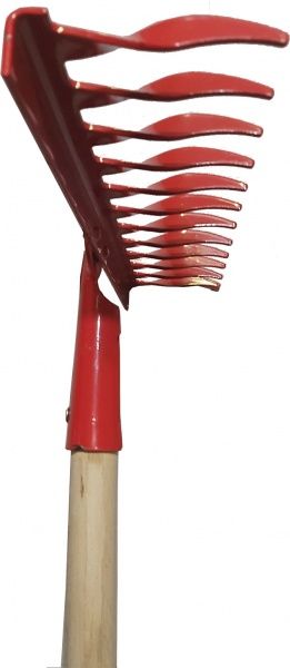 Грабли зубчатые Лев 12 зубов с ручкой красные