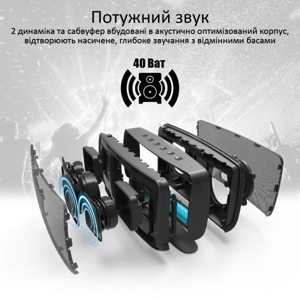 Портативная колонка Promate Concerto 40W IP20 2.1 black 