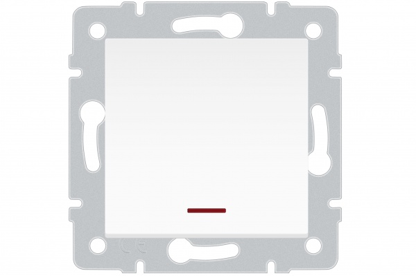 Механізм вимикача одноклавішний HausMark Stelo з підсвіткою білий 501-0288-111