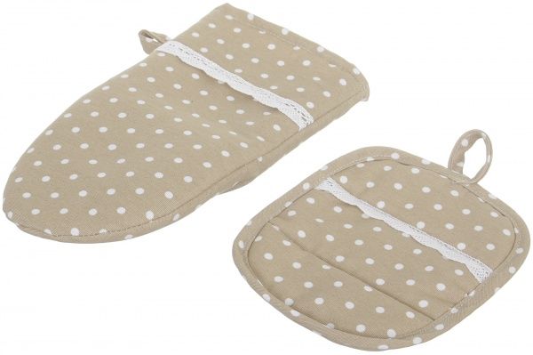 Прихватка-варежка Горох бежевый Прованс 