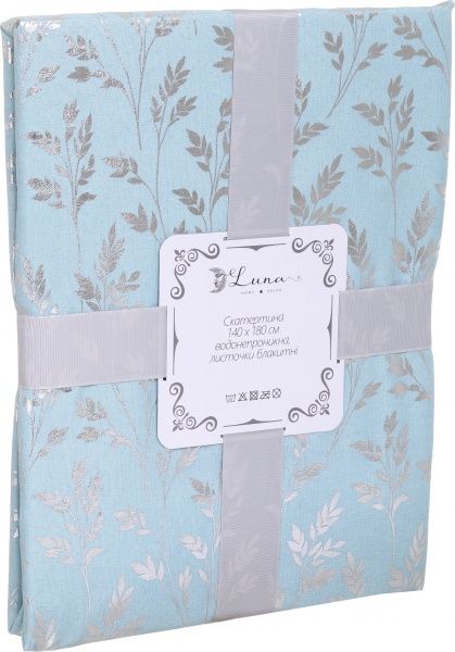 Скатерть Листочки 140x180 см голубой Luna 
