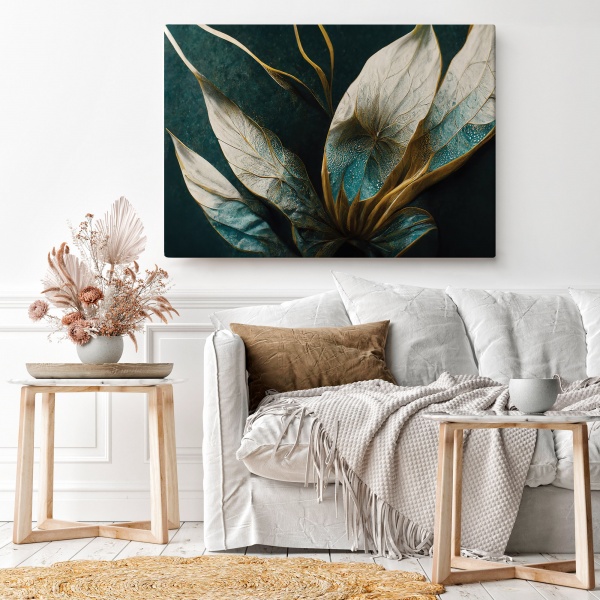 Картина на холсте Бирюзовые листья 80x110 см WS Holst 180323250 