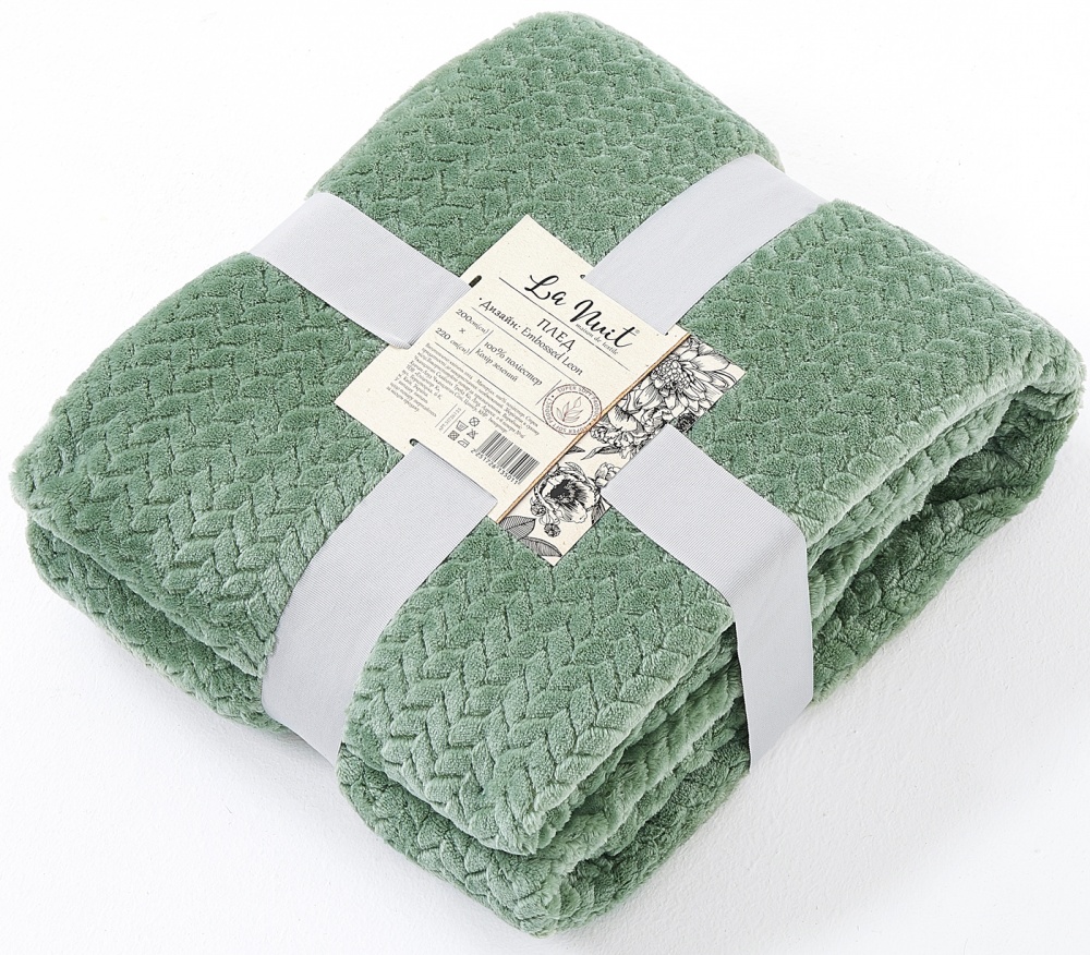 Плед Embossed Leon 220x200 см зеленый La Nuit